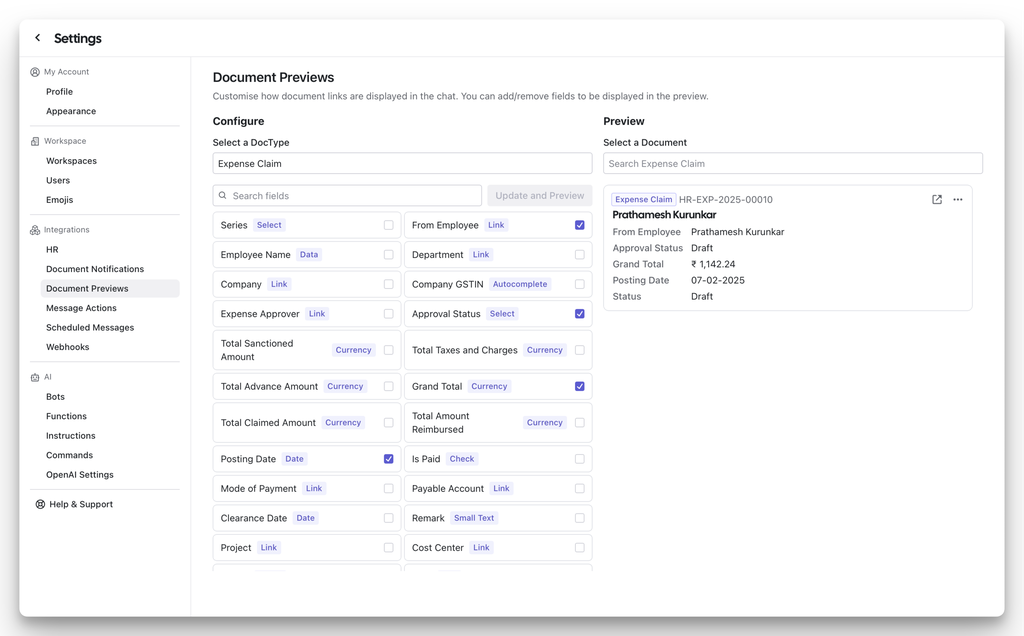 Document Preview Customisations
